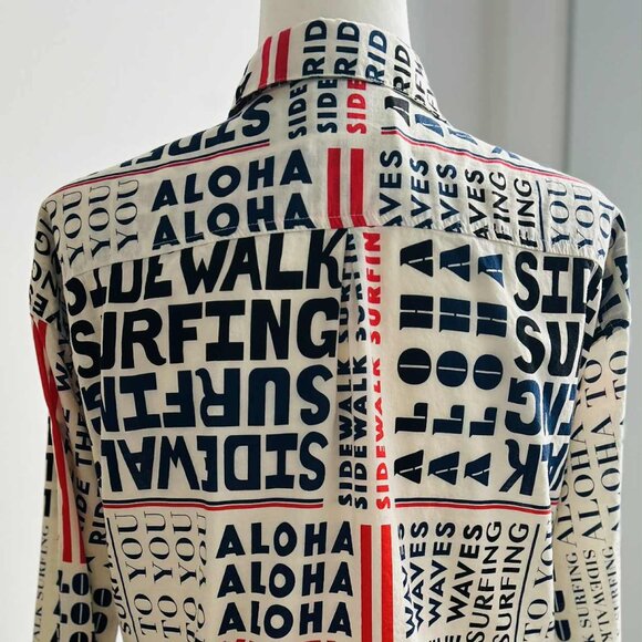 Scotch & Soda Typographic Aloha Print Cotton Viscose Button-Down Shirt – US S - Picture 6 of 13